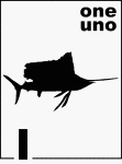 Bilingual Counting Card featuring an illustration of one Sailfish.