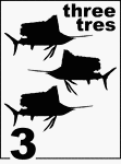 Bilingual Counting Card featuring illustrations of three Sailfishes.