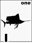 English Counting Card featuring an illustration of one Sailfish.