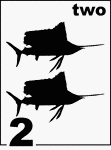 English Counting Card featuring illustrations of two Sailfishes.