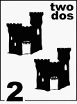 Bilingual Counting Card featuring illustrations of two Sandcastles.