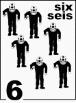 Bilingual Counting Card featuring illustrations of six Sponge Divers.