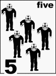 English Counting Card featuring illustrations of five Sponge Divers.