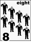 English Counting Card featuring illustrations of eight Sponge Divers.