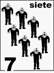Spanish Counting Card featuring illustrations of seven Sponge Divers.