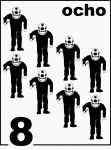 Spanish Counting Card featuring illustrations of eight Sponge Divers.