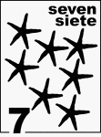 Bilingual Counting Card featuring illustrations of seven Starfishes.