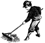Boy with rake