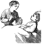 Boy sick in bed with Mother and medicine