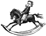 Boy on rocking horse.