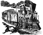 Old train producing black smoke.