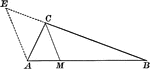 Illustration to show that an angle bisector of a triangle divides the opposite side into segments which are proportional to the adjacent sides.