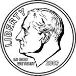 An illustration of the portrait side of a U.S. Dime.