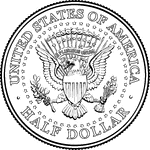 An illustration of the reverse side of a U.S. Half Dollar.