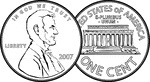 This mathematics ClipArt gallery includes 7 illustrations of the United States currency known as the penny or one cent piece. Images include the front and back of the penny as well as an array of pennies.