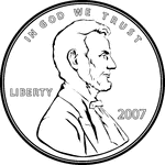 An illustration of the portrait side of a U.S. Penny.