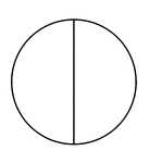 A circle divided in half vertically.