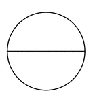 A circle divided in half horizontally.