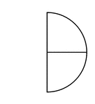 Two quarters of a circle.