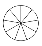 A circle divided into ninths.