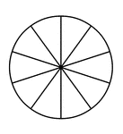 A circle divided into tenths.