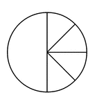 A circle subdivided into one half and four eighths.