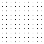 A single, 10 by 10 geoboard dot paper pattern.