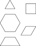 Pattern block set including one of each shape.