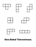 A poster of seven One-Sided Tetrominoes