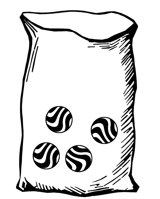 Bag with Four Marbles Clipart