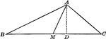 Obtuse triangle with altitude and one median drawn.