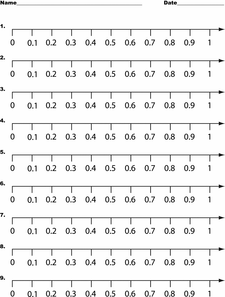 decimal number line printable