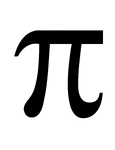 A flashcard featuring a math symbol for Pi