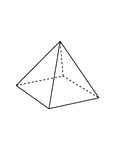 A flashcard featuring an illustration of a Pyramid with a Square Base