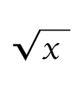 A flashcard featuring a math symbol for the Square Root of X