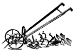 A typical double-wheel hoe and cultivator for straddling the rows, 1919.