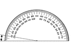 A protractor indicating a measurement of 10 degrees.
