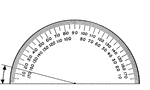A protractor indicating a measurement of 15 degrees.
