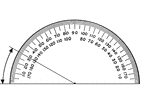 A protractor indicating a measurement of 30 degrees.