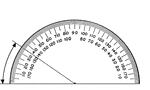 A protractor indicating a measurement of 35 degrees.