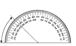 A protractor indicating a measurement of 45 degrees.