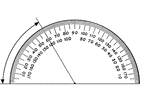 A protractor indicating a measurement of 60 degrees.