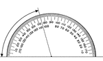 A protractor indicating a measurement of 75 degrees.