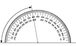 A protractor indicating a measurement of 80 degrees.