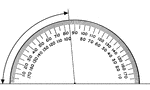 A protractor indicating a measurement of 85 degrees.