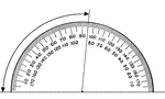 A protractor indicating a measurement of 95 degrees.