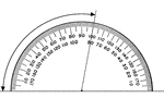 A protractor indicating a measurement of 100 degrees.