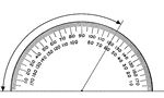 A protractor indicating a measurement of 120 degrees.