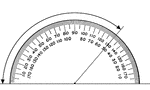 A protractor indicating a measurement of 130 degrees.