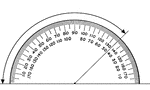 A protractor indicating a measurement of 135 degrees.